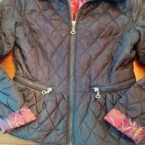 Quilted Black Kids Jacket with Red Accents